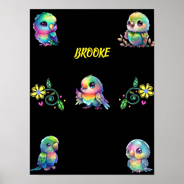 Póster Poster personalizado de las flores y las aves arco (Frente)