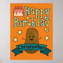 Poster personalizado de papa de cumpleaños feliz d
