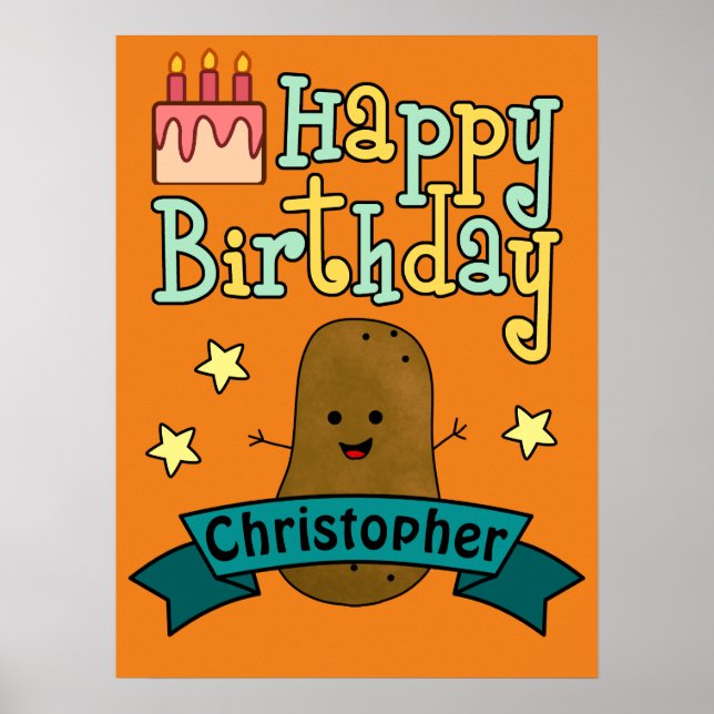 Póster Poster personalizado de papa de cumpleaños feliz d (Frente)