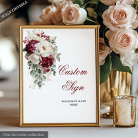 Poster Personalizado del Boho Borgoña Boda de oro