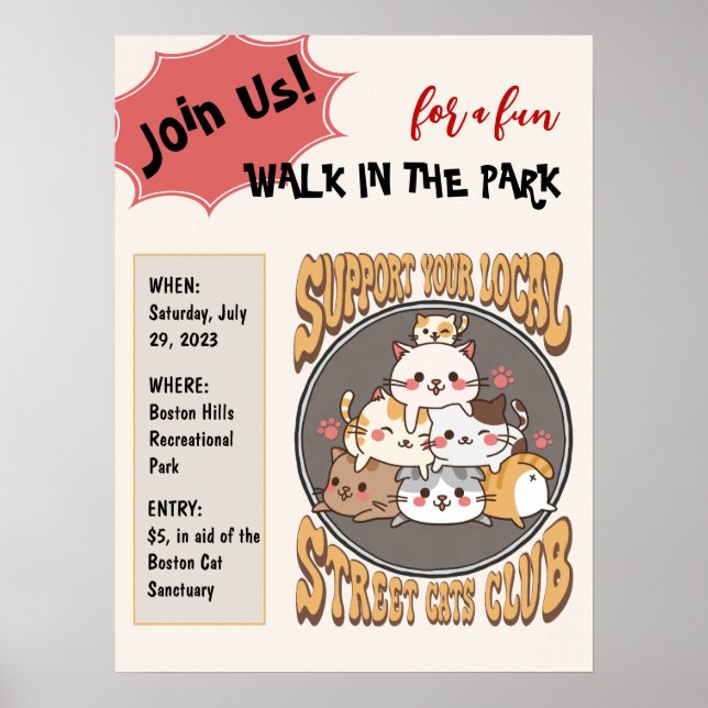 Póster Poster personalizado del club de gatos callejeros (Frente)