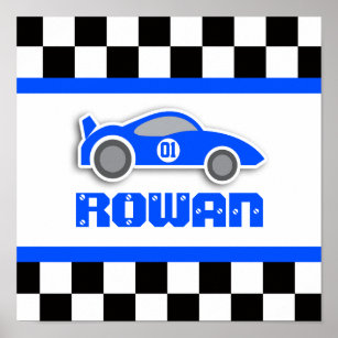 Póster Poster personalizado del coche de carreras azul ma