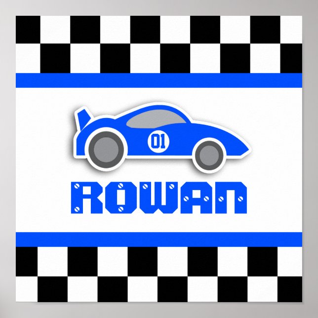 Póster Poster personalizado del coche de carreras azul ma (Frente)