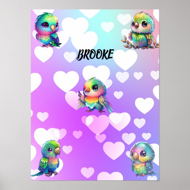 Póster Poster personalizado del corazón y las aves arcoir (Frente)