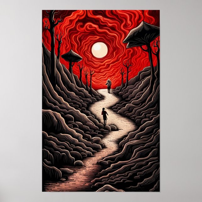 Póster Poster Pessoa Caminhando Paisagens Surrealista (Frente)