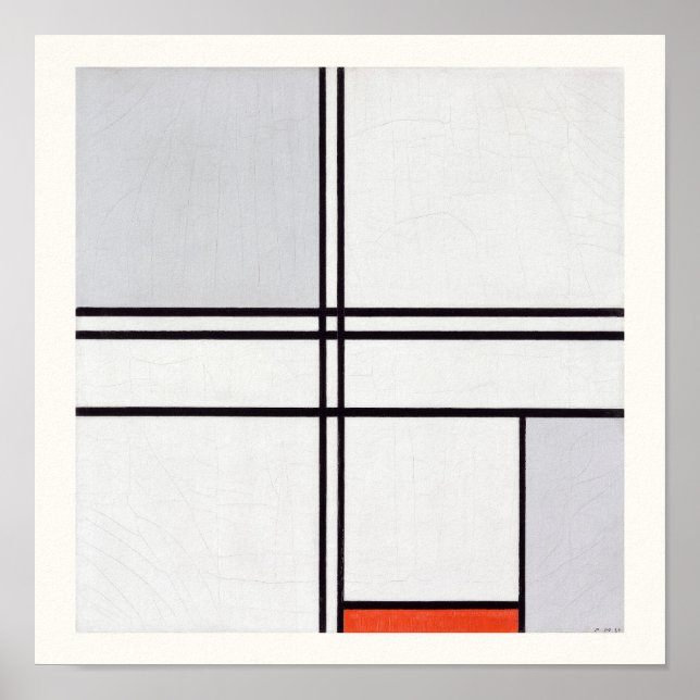 PÓSTER POSTER : PIET MONDRIAN : GRIS - ROJO 1935 (Frente)