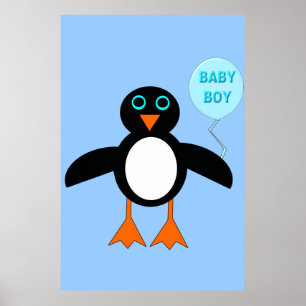 Póster Poster pingüino de niño azul lindo