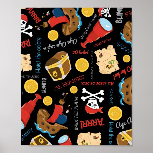 Póster Poster Pirata Fiesta de Isla del Tesoro Oscuro (Frente)