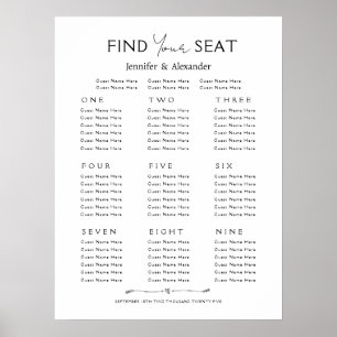 Póster Poster Plan de asiento 9 mesas Boda
