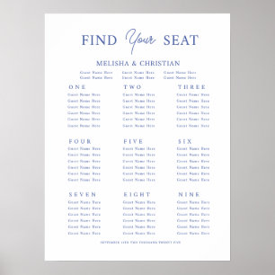 Póster Poster Plan de asiento 9 mesas Boda