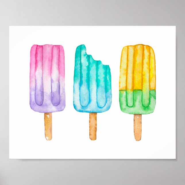 Póster Poster Popsicles de color agua (Frente)