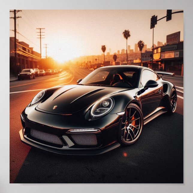 Póster Poster Porsche Sunset negro (Frente)
