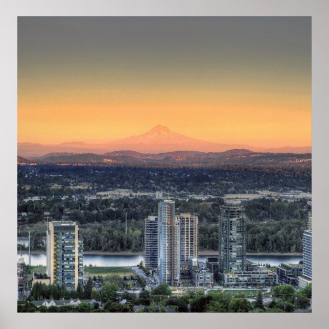 Póster Poster Portland Oregon Mount Hood South Waterfront (Frente)