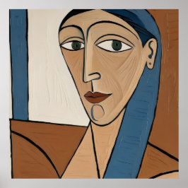 Póster Poster Portrait Cubiste Moderne - Femme Élégante 