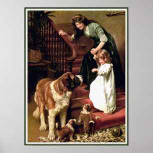 Póster Poster Print: Good Night - with St. Bernard