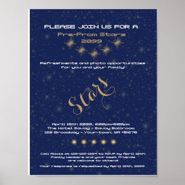 Póster POSTER Prom, Estrellas Nocturnas Pre Prom, azul, E (Frente)