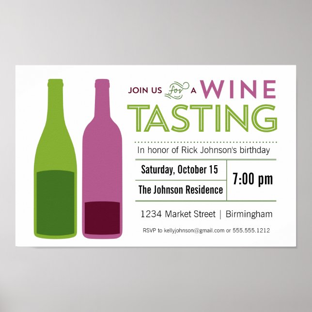 Póster Poster promocional de degustación de vinos (Frente)
