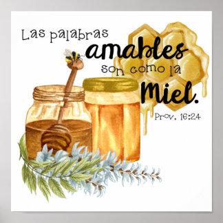 Póster Poster Proverbios 16:24 en acuarelas