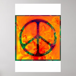 Póster poster psicodélico de signos de paz