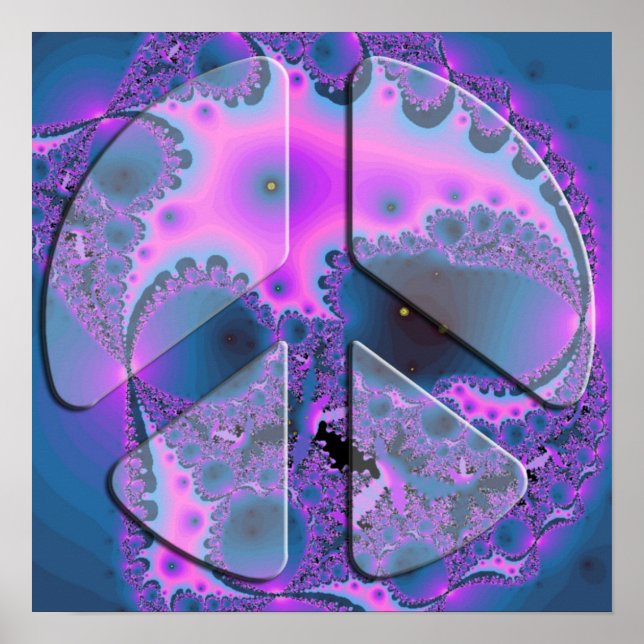 Póster poster psicodélico de signos de paz (Frente)