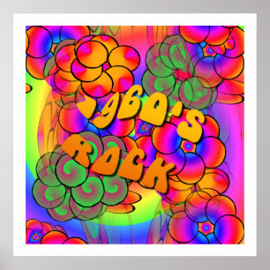 Póster poster psicodélico del flower power de la roca de