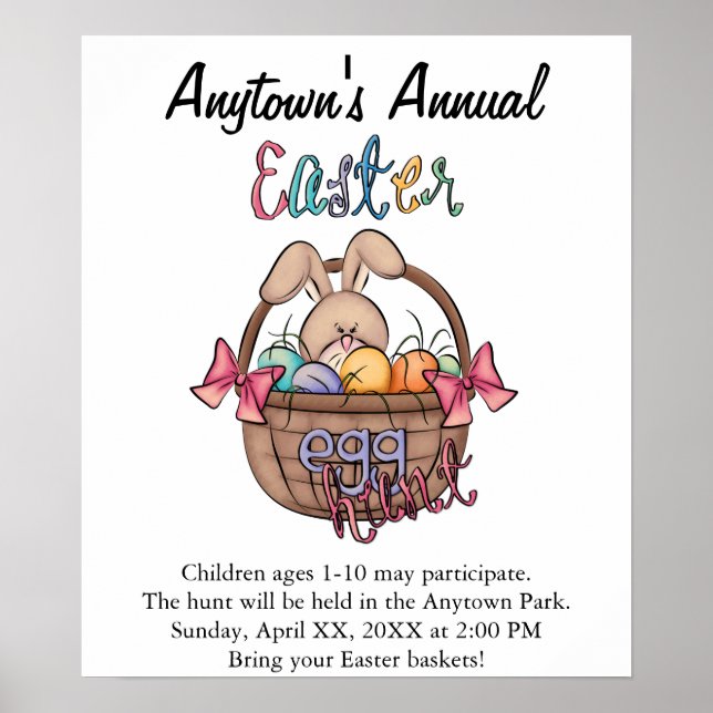 Póster Poster publicitario de Invitación de caza de huevo (Frente)