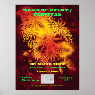 Póster Poster publicitario de pantalla de fuegos artifici