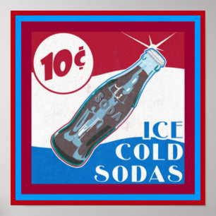 Póster Poster publicitario vintage de Sodas frías de hiel