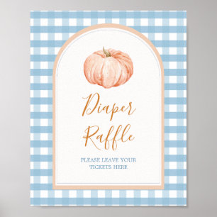 Póster Poster Pumpkin Boho Blue Gingham Diaper Raffle