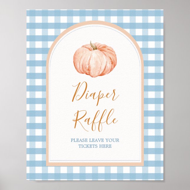 Póster Poster Pumpkin Boho Blue Gingham Diaper Raffle (Frente)