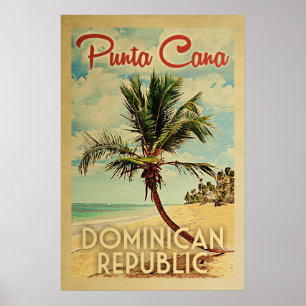 Póster Poster Punta Cana Poster Vintage Palm Tree Beach