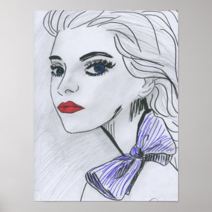 Póster Poster Purple Bow Illustration