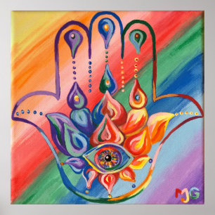 Póster Poster Rainbow Hamsa
