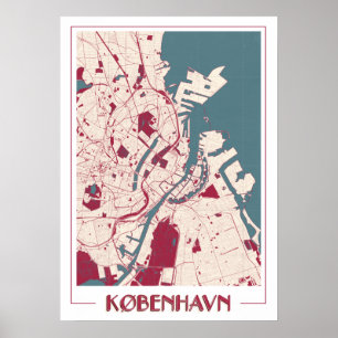 Póster Poster RB del mapa clásico de Copenhague BIG