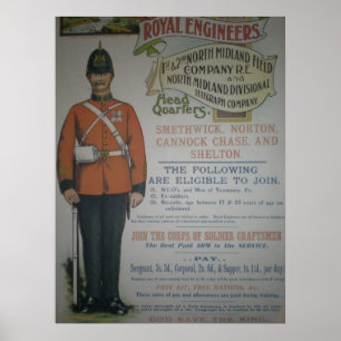 Póster Poster real 1890 del reclutamiento de los