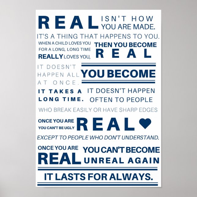 Póster Poster "Real" de Conejo Velveteen (Frente)