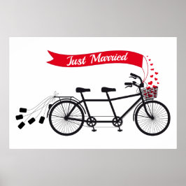Póster Poster recién casado, bicicleta boda tándem