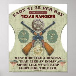 PÓSTER POSTER - RECLUTAMIENTO DE TEXAS RANGERS 1887