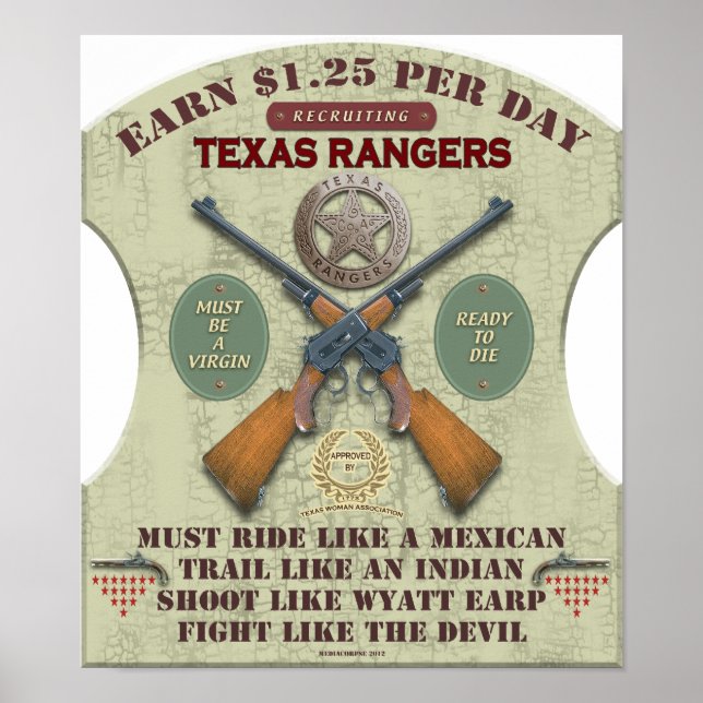 PÓSTER POSTER - RECLUTAMIENTO DE TEXAS RANGERS 1887 (Frente)