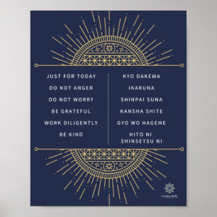 Póster Poster Reiki Precepts. Inglés y japonés