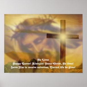 Póster Poster religioso de Pascua - Jesús y el oro cruzad