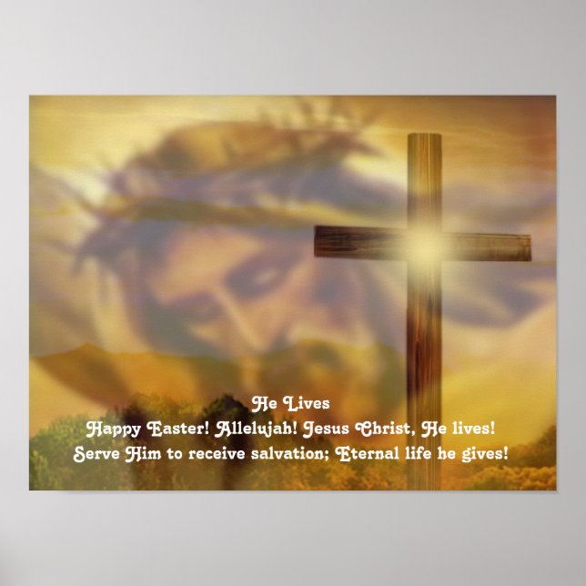 Póster Poster religioso de Pascua - Jesús y el oro cruzad (Frente)