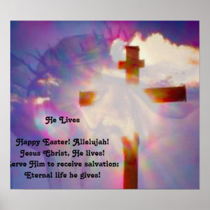 Póster Poster religioso de Pascua - Jesús y la Cruz