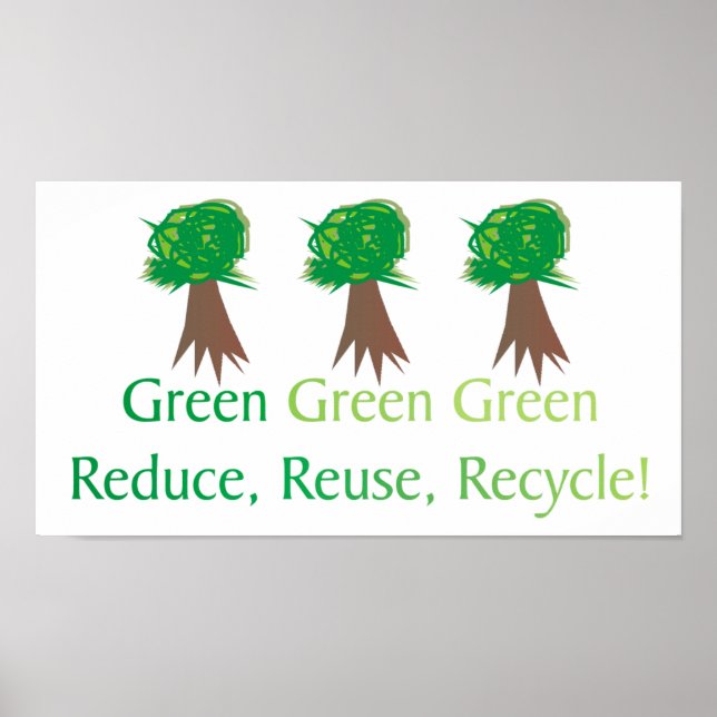 Póster Poster respetuoso con el medio ambiente verde (Frente)