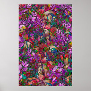 Póster Poster Resumen Floral Vidrio Manchado
