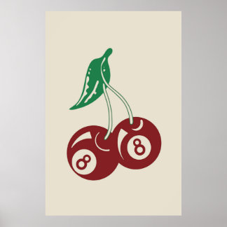 Póster Poster Retro 8 Ball Cherries