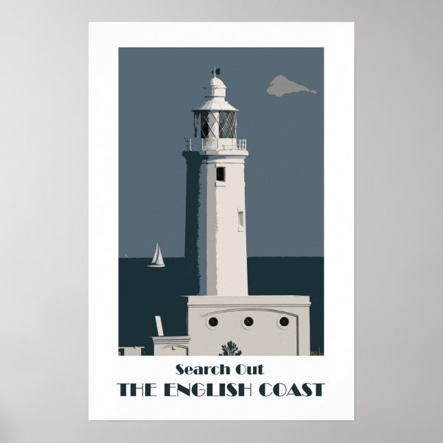Póster Poster retro al estilo de la costa inglesa de los  (Frente)