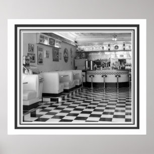 Póster Poster Retro B&W Diner 20 x 24