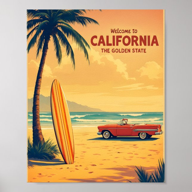 Póster Poster Retro California Beach (Frente)