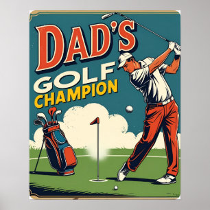 Póster Poster retro campeón de golf de papá